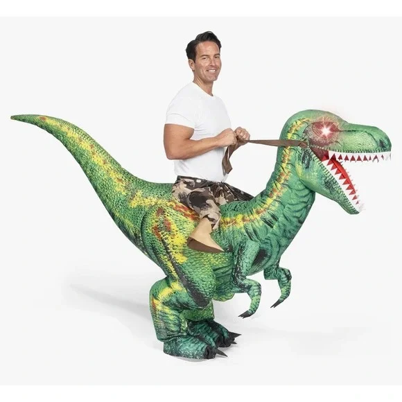 NEW Spooktacular Creations Inflatable Ride a Raptor Costume Adult One Size Green - Picture 2 of 7